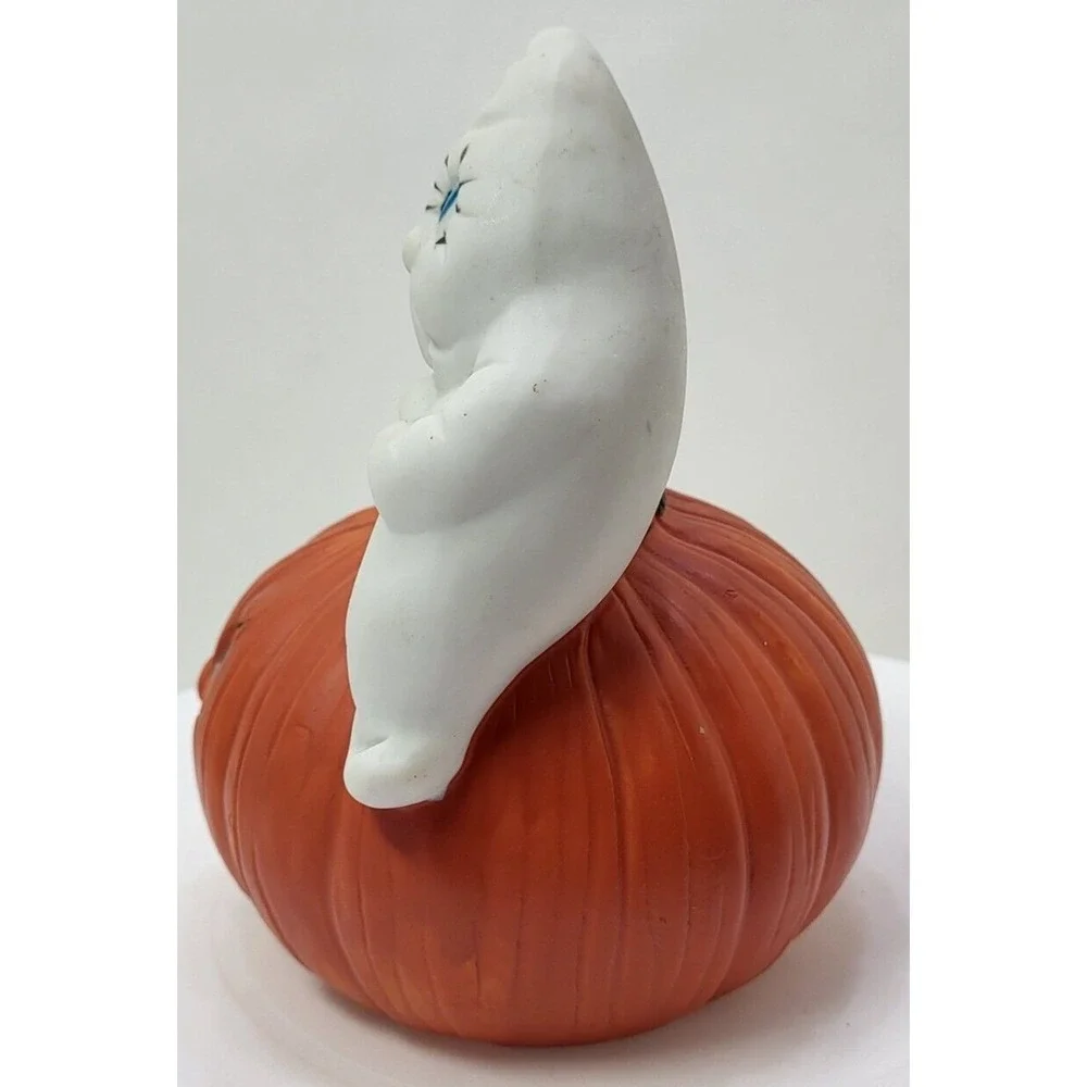 Halloween Ceramic Jack-o-lantern Ghosts Pumpkin Hand Painted Mold Music Box Vtg